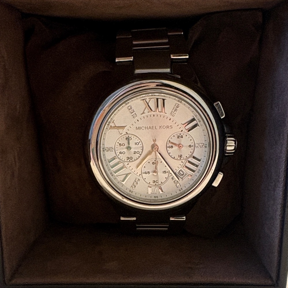 Michael Kors Silver Stainless Steel Chronograph Bracelet Watch
